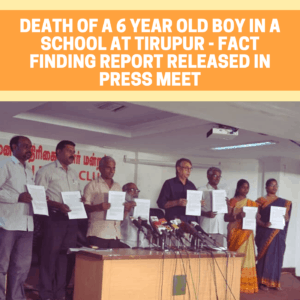 Fact Finding: Death of a 6 year old boy in a School at Tirupur