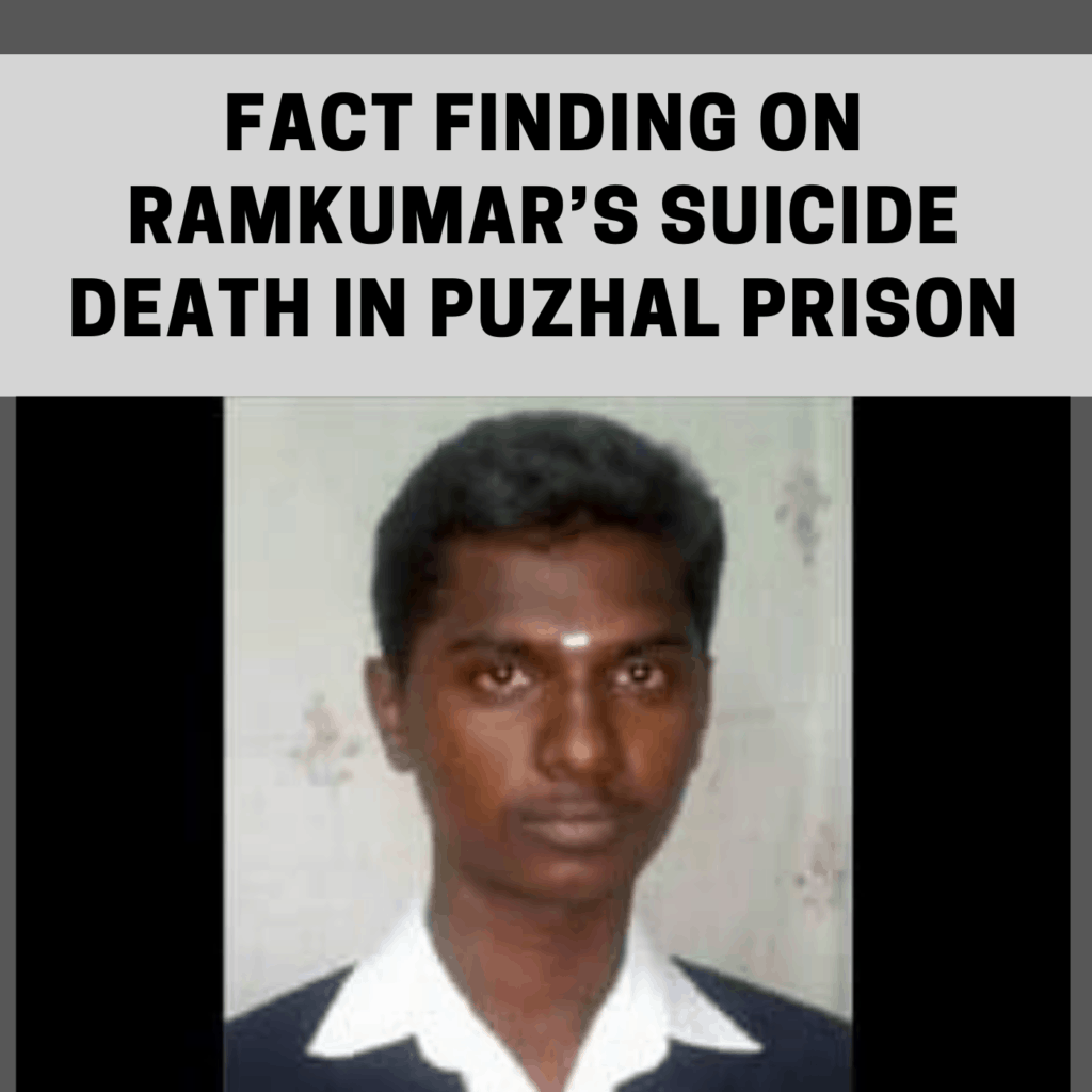 Fact finding on Ramkumar’s suicide death in Puzhal Prison